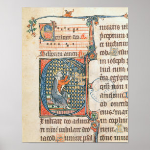 Historiated Initiale, die Spielen Königs David Poster
