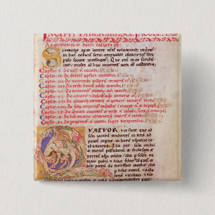 Historiated Initiale "Q" drei darstellend Button