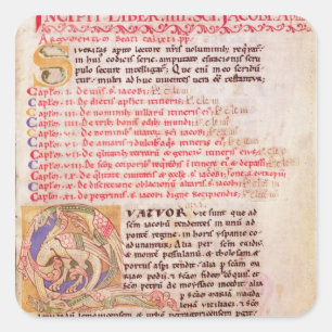 Historiated Initiale "Q" drei darstellend Quadratischer Aufkleber