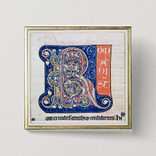 Historiated Initiale "R" 2 Button