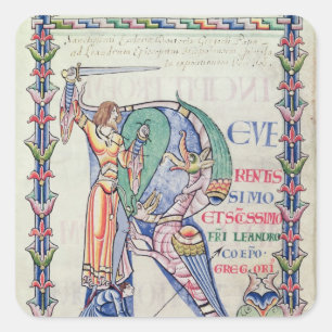 Historiated Initiale 'R Quadratischer Aufkleber
