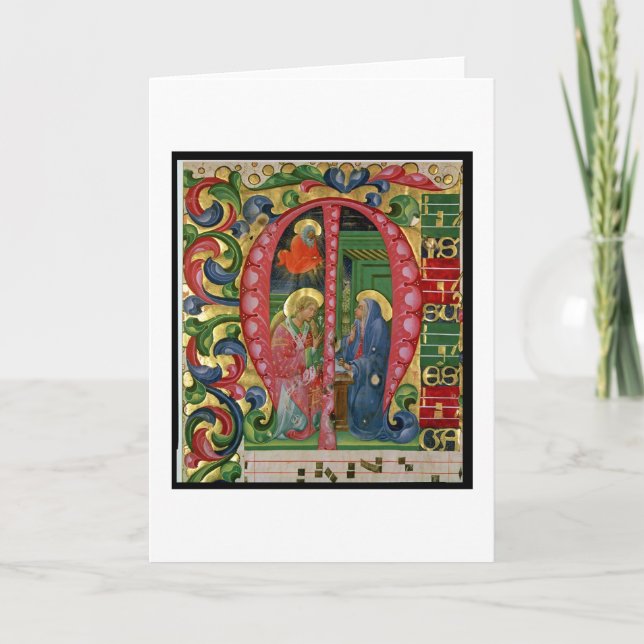 Historiated parafent "M" dépeignant l'annonce (Devant)