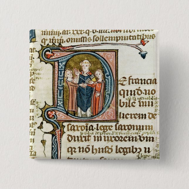 Historiated zeichnen "D ab", das einen Priester Button (Vorderseite)
