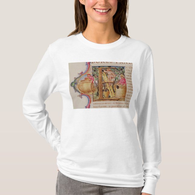 Historiated zeichnen "E ab", das Traubensammeln T-Shirt (Vorderseite)