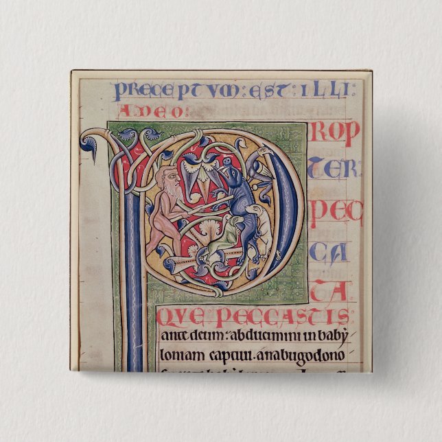 Historiated zeichnen "P ab", das eine Eberjagd Button (Vorderseite)