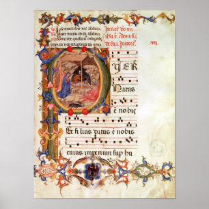 Historiated zeichnen "P ab", welches die Geburt Poster