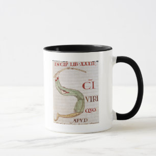 Historiated zeichnen "S ab", das einen Mann Tasse