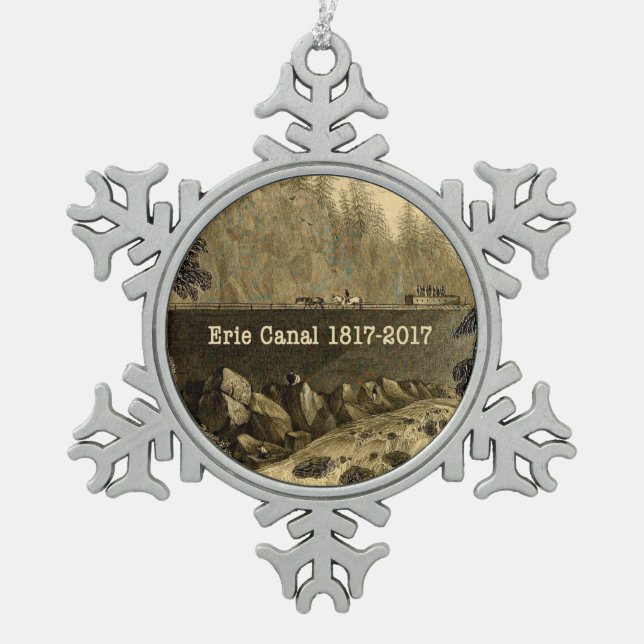 Historic Erie Canal Bicentennial Years Schneeflocken Zinn-Ornament (Vorderseite)