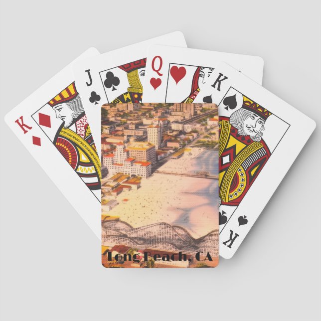 Historic Long Beach, California Boardwalk View Spielkarten (Rückseite)
