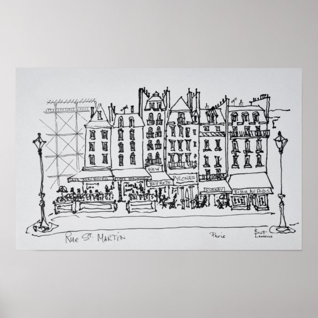 Historic Rue St. Martin, Paris, Frankreich Poster (Vorne)