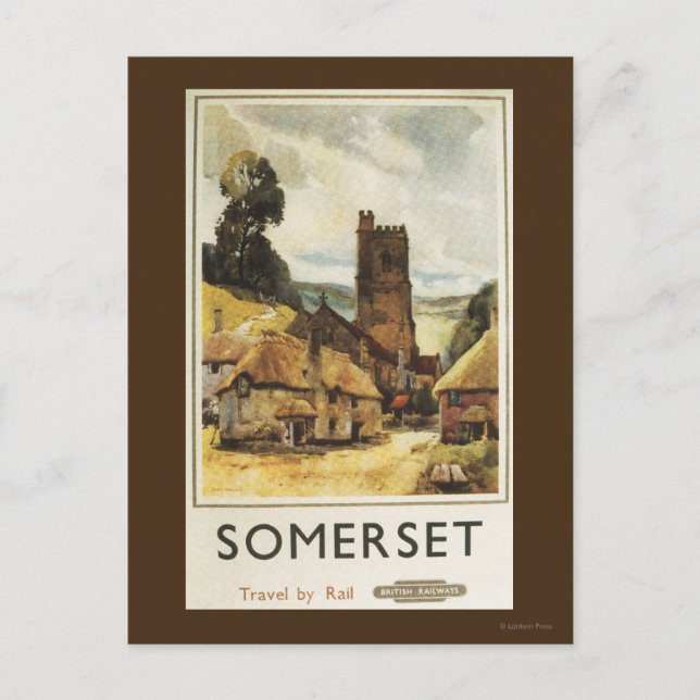 Historic Village Scene British Railposter Postkarte (Vorderseite)