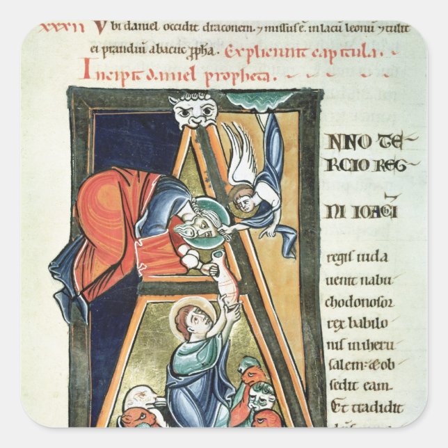 Historiiertes "A" mit Daniel Quadratischer Aufkleber (Vorderseite)