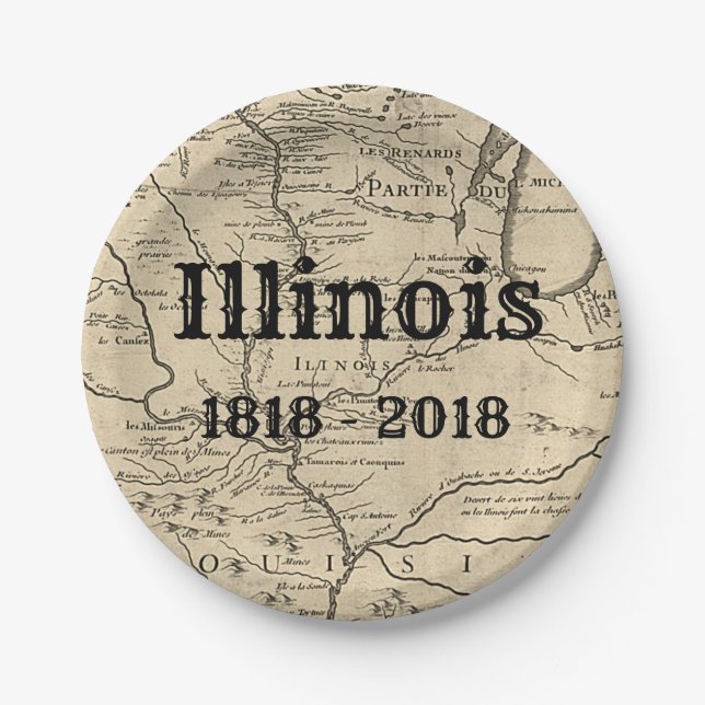 Historisch Illinois Bicentennial Pappteller (Vorderseite)
