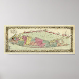 Historische 1855-1857 Reiseschild auf Long Island Poster