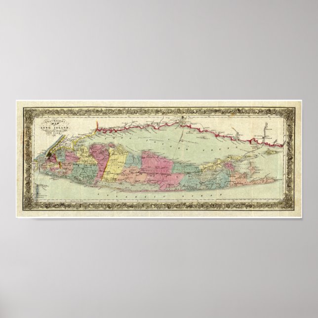 Historische 1855-1857 Reiseschild auf Long Island Poster (Vorne)