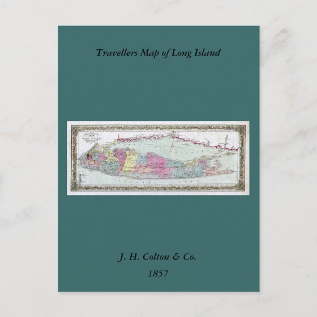 Historische 1855-1857 Reiseschild auf Long Island Postkarte (Vorderseite)