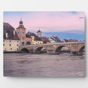 Historische Altstadt in Regensburg, Deutschland Fotoplatte