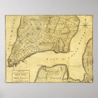 Historische amerikanische Karte von New York City  Poster