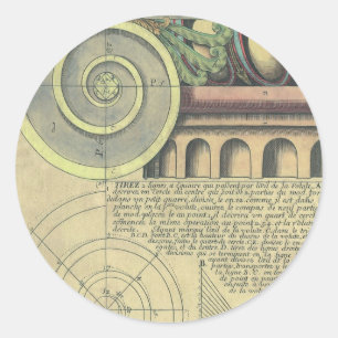 Historische Architektur; Kapitell-Volute nach Vign Runder Aufkleber