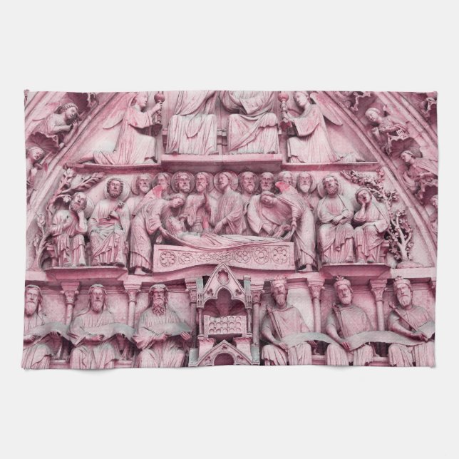 Historische, Christliche Skulpturen Notre Dame Par Geschirrtuch (Horizontal)