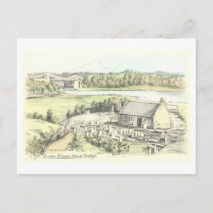 Historische Church Island und Menai Bridge, Wales Postkarte