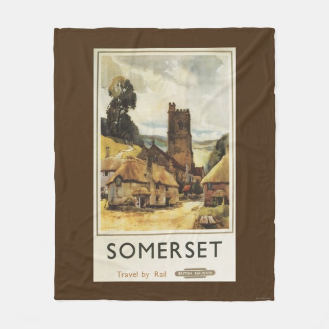Historische Dorf-Szenen-britisches Bahnplakat Fleecedecke (Vorderseite)