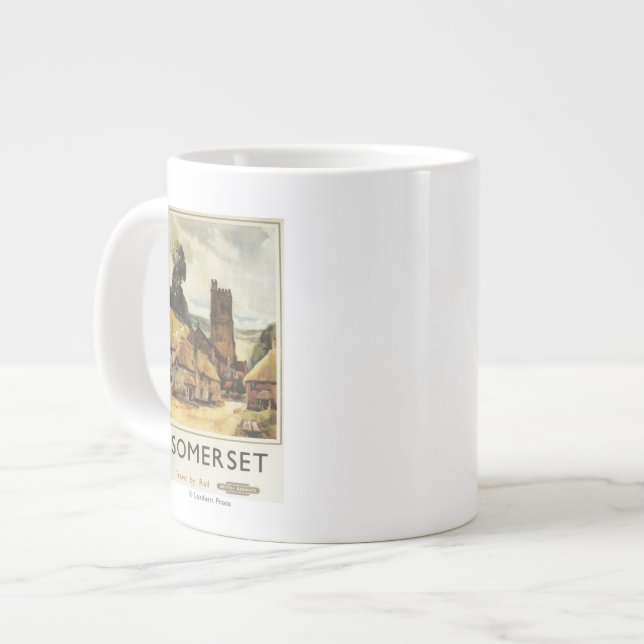 Historische Dorf-Szenen-britisches Bahnplakat Jumbo-Tasse (Vorderseite Links)