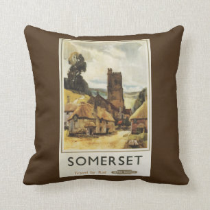 Historische Dorf-Szenen-britisches Bahnplakat Kissen