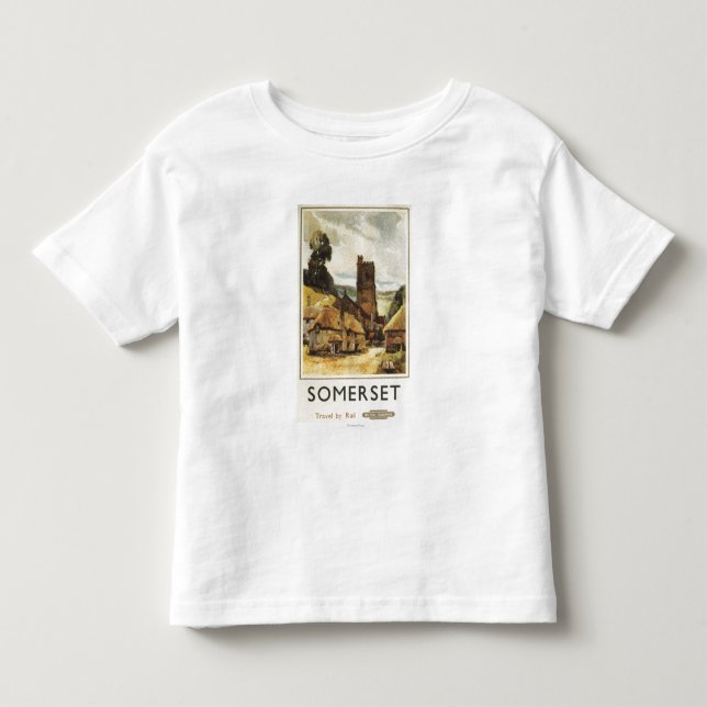 Historische Dorf-Szenen-britisches Bahnplakat Kleinkind T-shirt (Vorderseite)