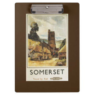 Historische Dorf-Szenen-britisches Bahnplakat Klemmbrett