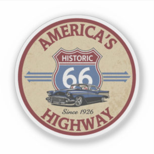 Historische Fernstraße Route 66 der USA Geschenke Aufkleber