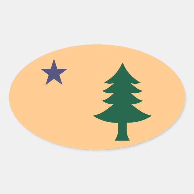 Historische Flagge Maine (1901-1909) Ovaler Aufkleber (Vorderseite)