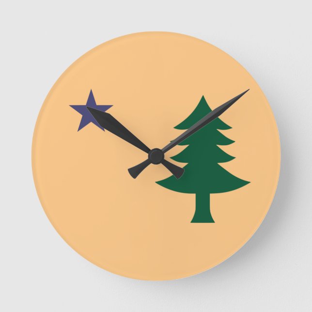 Historische Flagge Maine (1901-1909) Runde Wanduhr (Vorderseite)