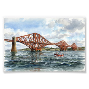 Historische Forth-Eisenbahnbrücke Schottland Aquar Fotodruck