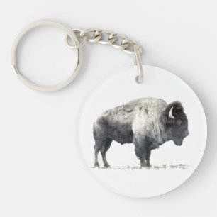 Historische Fotografie des amerikanischen Bison Schlüsselanhänger