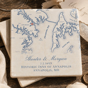 Historische Gasthöfe von Annapolis Hochzeitskarte Steinuntersetzer