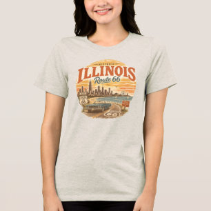 Historische Illinois-Route 66 im Retro-Stil Tri-Blend Shirt