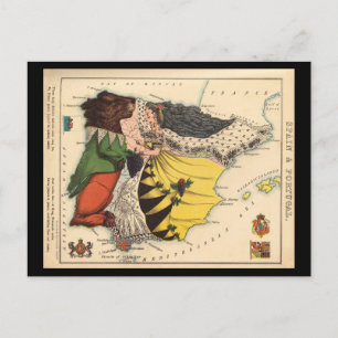 Historische illustrierte Karte von Spanien und Por