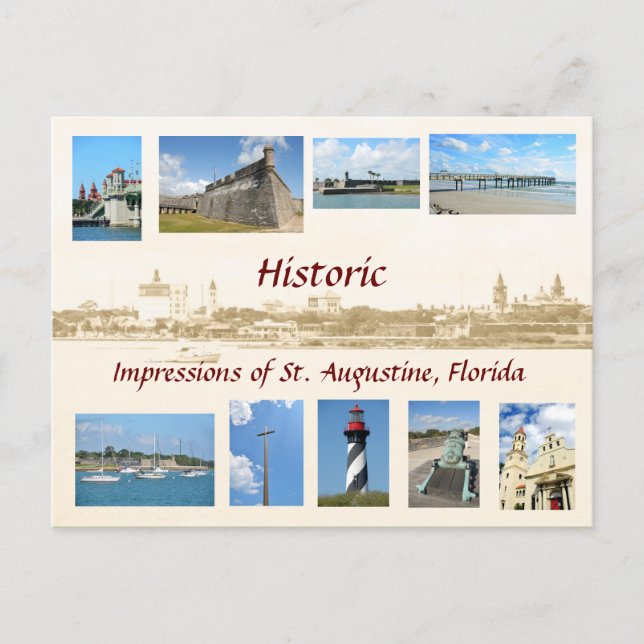 Historische Impressionen von St. Augustine, Florid Postkarte (Vorderseite)