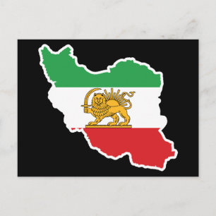 Historische Iran-Karte mit Löwe-und-Sonne-Flagge Postkarte