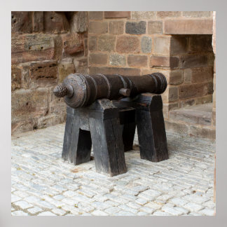 Historische Kanone auf Holzgestell Poster