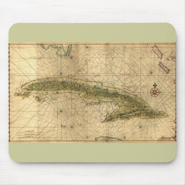 Historische Karte 1639 von Kuba durch Joan Mousepad (Vorne)