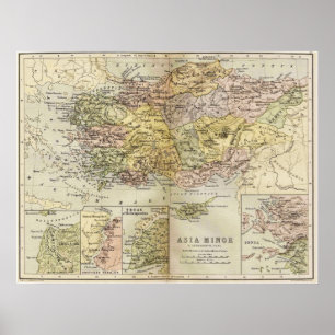 Historische Karte alten Kleinasiens Anatolien Poster