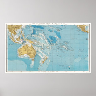 Historische Karte Australien und Südpazifik Poster