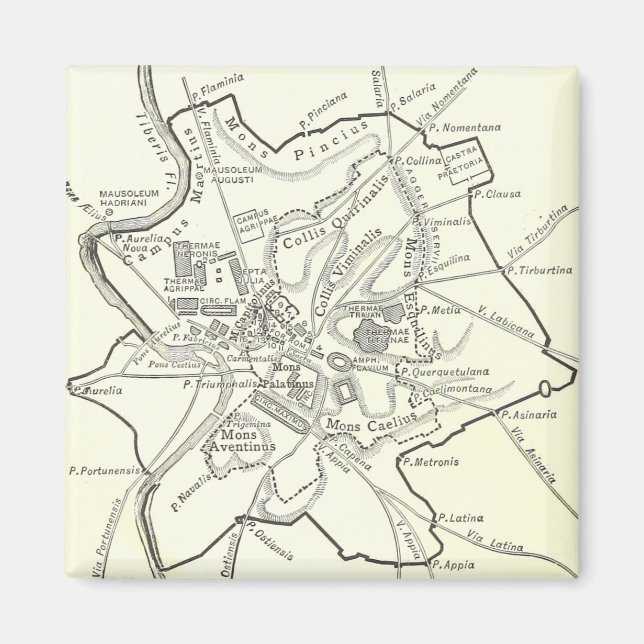Historische Karte der Stadt Rom Magnet (Vorne)