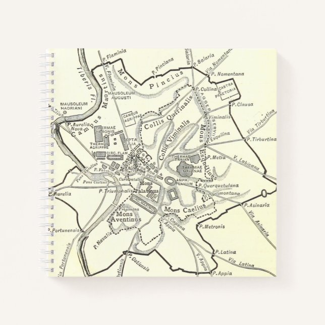 Historische Karte der Stadt Rom Notizbuch (Vorderseite)