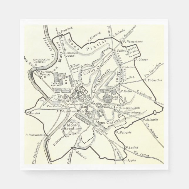 Historische Karte der Stadt Rom Serviette (Vorderseite)