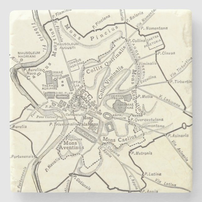 Historische Karte der Stadt von Rom Steinuntersetzer (Vorderseite)
