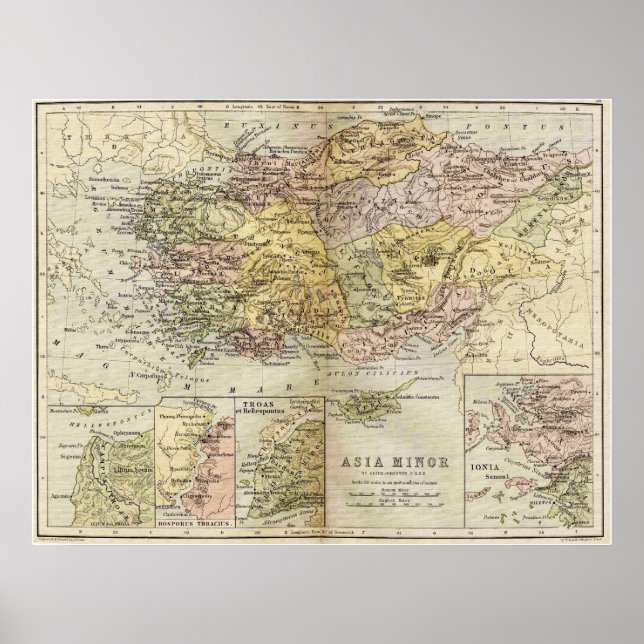 Historische Karte des antiken Asien Minor Anatolie Poster (Vorne)