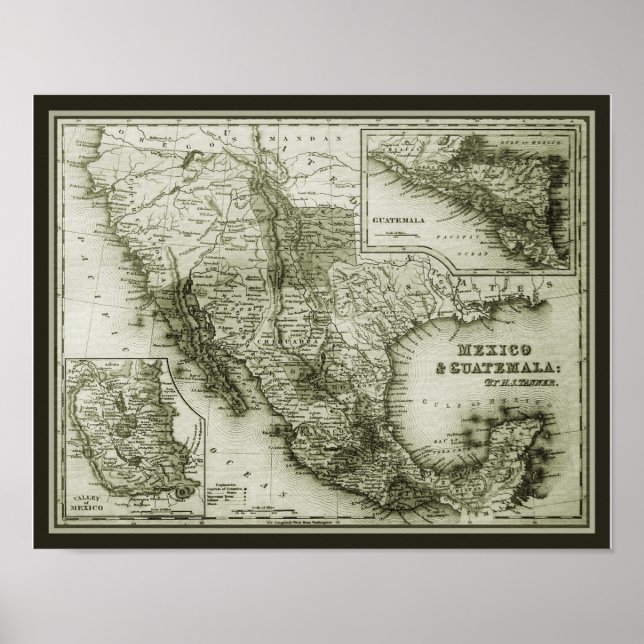 Historische Karte Mexiko und Guatemala Poster/Druc Poster (Vorne)